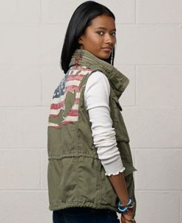 Denim & Supply Ralph Lauren American Flag Hooded Cargo Vest   Jackets & Blazers   Women