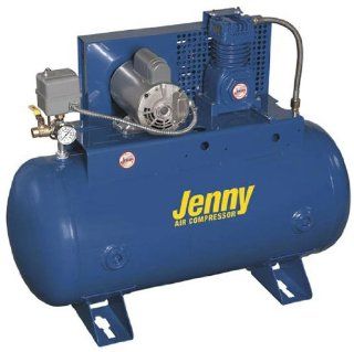 Jenny Compressors J5A 80 208/3 5 HP 80 Gallon Tank 780 Pump RPM 3 Phase 208 Volt, Horizontal Electric Single Stage Stationary Compressor   Stacked Tank Air Compressors  