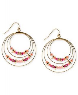 Nine West Earrings, Gold Tone Raspberry Beaded Orbital Earrings   Fashion Jewelry   Jewelry & Watches