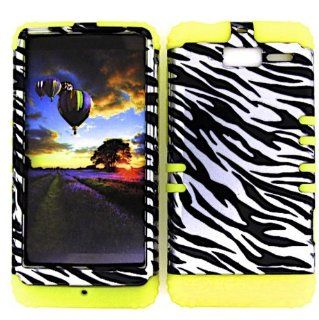 3 IN 1 HYBRID SILICONE COVER FOR MOTOROLA DROID RAZR M VERIZON WIRELESS HARD CASE SOFT YELLOW RUBBER SKIN ZEBRA YE TP206 S XT907 KOOL KASE ROCKER CELL PHONE ACCESSORY EXCLUSIVE BY MANDMWIRELESS: Cell Phones & Accessories