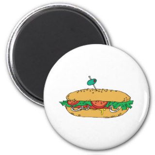 Sandwich Junk Snack Food Cartoon Art Fridge Magnet