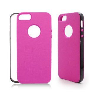 Aimo Wireless IPH5PCTPU205 Hybrid Sensual Gummy PC/TPU Slim Protective Case for iPhone 5   Retail Packaging   Black/Hot Pink: Cell Phones & Accessories