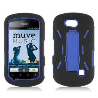 Aimo Wireless ZTEX501PCMX202S Guerilla Armor Hybrid Case with Kickstand for ZTE Groove X501   Retail Packaging   Black/Blue: Cell Phones & Accessories