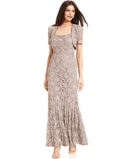 R&M Richards Sleeveless Sequin Lace Gown and Jacket   Dresses   Women