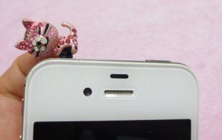 *DEFECTIVE* Pink Rhinestone Cat Ear Cap Dust Plug for Iphone 5, Iphone 4, Iphone 4s, Ipad Galaxy S Cell Phones and Mp3s Universal 3.5mm Headphone Anti Dust Plug: Cell Phones & Accessories