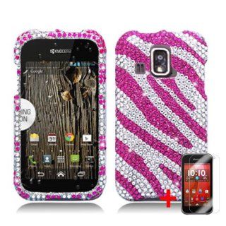 KYOCERA HYDRO XTRM C7621 3D PINK SILVER ZEBRA DIAMOND BLING COVER SNAP ON HARD CASE + SCREEN PROTECTOR from [ACCESSORY ARENA]: Cell Phones & Accessories