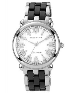 Anne Klein Watch, Womens Black Ceramic Silver Tone Bracelet 38mm AK 1201MPBK   Watches   Jewelry & Watches