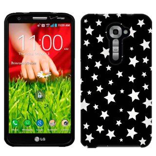 Verizon LG G2 Silver Stars on Black Phone Case Cover Cell Phones & Accessories