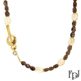 Fpj 187.80 Ctw Citrine Gold Plated Silver Necklace: Designer Pendant by Fpj: Jewelry