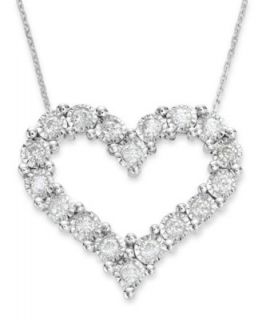 Diamond Necklace, 14k White Gold Large Diamond Heart Pendant (1/10 ct. t.w.)   Necklaces   Jewelry & Watches