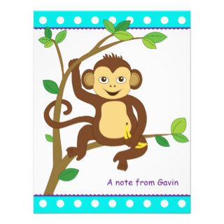 Cute Little Monkey Note Card Custom Announcements