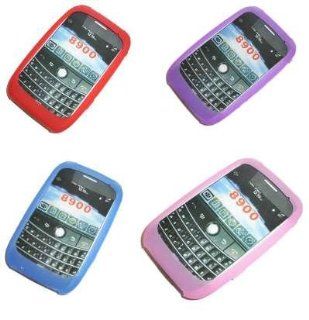 4 Pack [Red, Purple, Blue, Pink] of Silicone Cover Rubber Soft Skin Case for RIM Blackberry 8900 Curve (Javelin): Cell Phones & Accessories