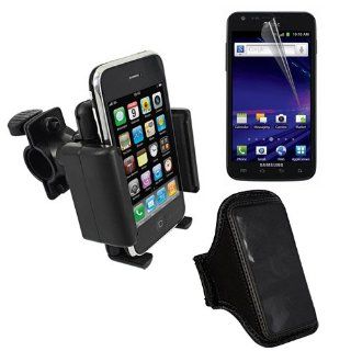 Premium Crystal Screen Protector Cover + Universal Bicycle Handlebar Mount Holder + Black Sport Armhand for Samsung Galaxy S2 Skyrocket i727 by Skque: Cell Phones & Accessories