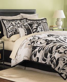 CLOSEOUT MarthaStewart Collection Bedding, Ink Scroll 6 Piece Full Duvet Cover Set   Bed in a Bag   Bed & Bath