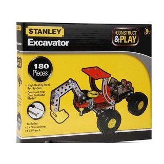 Stanley Excavator Construct & Play 180 Piece Building Set: Toys & Games