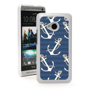 HTC One M7 White Hard Back Case Cover MW179 Color Anchors Pattern Cell Phones & Accessories