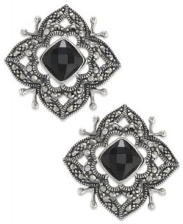 Sterling Silver Black (9/10 ct. t.w.) and White Diamond Accent Stud Earrings   Earrings   Jewelry & Watches