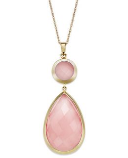 14k Gold Necklace, Faceted Pink Agate Pendant (10 1/2 ct. t.w.)   Necklaces   Jewelry & Watches
