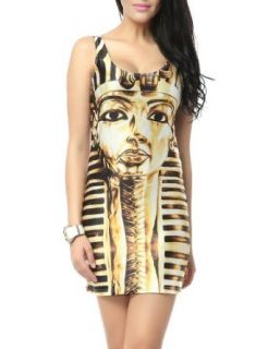 Prettyguide Women Pharaoh Egyptian King Tribal Tutankhamun Face Print Dress at  Womens Clothing store: