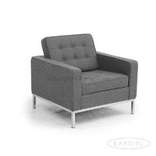 Kardiel Florence Knoll Style Arm Chair, Cadet Grey Tweed Cashmere Wool   Armchairs
