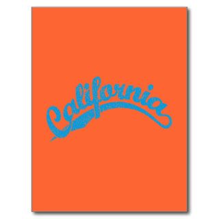 California Distressed Script Logo in Cyan Post Cards