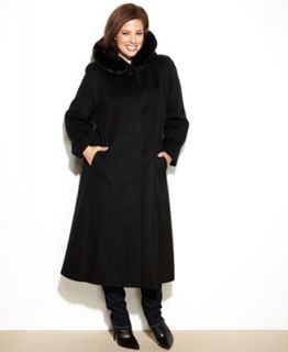 Forecaster Plus Size Coat, Hooded Faux Fur Trim Maxi Walker   Coats   Women