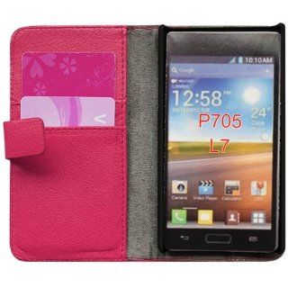 Bfun Hot Pink Card Slot Wallet Leather Case Cover For LG OPTIMUS L7 P705/P705G/700: Cell Phones & Accessories