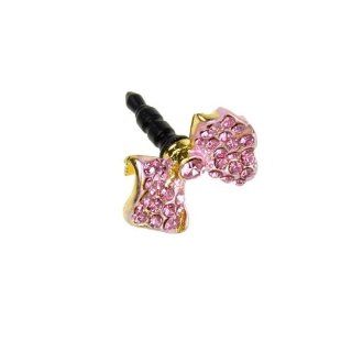 BestDealUSA Pink Bow Shape Dust Proof Plug Anti Dust Ear Cap Plug: Electronics