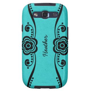 Aqua Whimsical Flourish SG S3 Vibe Case Galaxy S3 Case