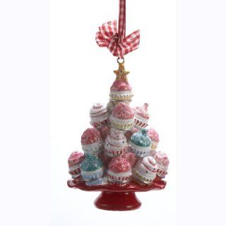 3.75" Cupcake Heaven Sugared Tree on Red Plate Christmas Ornament   Kurt Adler Christmas Ornaments