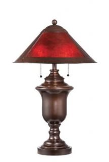 Lite Source LS 21438 Gilson 2 Light Table Lamp, Dark Bronze, Red Mica Shade    