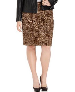 Jones New York Collection Plus Size Skirt, Leopard Print Pencil   Skirts   Plus Sizes