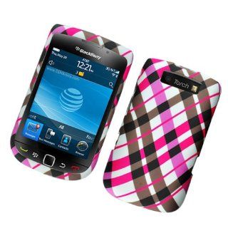 Eagle Cell PIBB9800R153 Stylish Hard Snap On Protective Case for Blackberry Torch 9800   Retail Packaging   Pink Brown Black Check: Cell Phones & Accessories