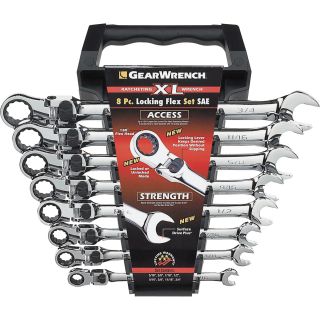 GearWrench XL Locking Flex Wrenches - 8-Pc. SAE Set, Model# EHT85798  Flex   Ratcheting Wrench Sets