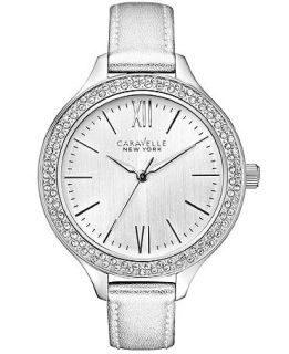 Caravelle New York by Bulova Womens Silver Metallic Leather Strap Watch 37mm 43L167   Watches   Jewelry & Watches