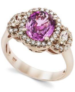 14k Rose Gold Ring, Pink Sapphire (1 1/10 ct. t.w.) and Diamond (1/2 ct. t.w.) Ring   Rings   Jewelry & Watches