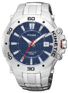Pulsar Men's PAR145 Kinetic Stainless Steel Blue Dial Transparent Case Back Watch Pulsar Watches