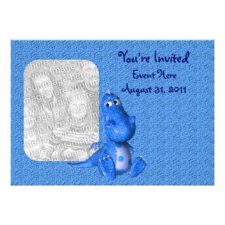 Cute Blue Dragon Photo Invitation