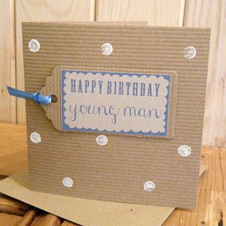 handmade 'happy birthday young man' card by boo boo and the bear