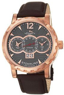 Stuhrling Original Men's 136A.334K54 Louie XV Automatic Dual Time Brown Watch Watches
