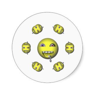Psychotic drooling smiley round stickers