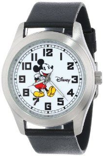 Disney Men's D136S002 Mickey Mouse Black Leather Strap Watch: Watches