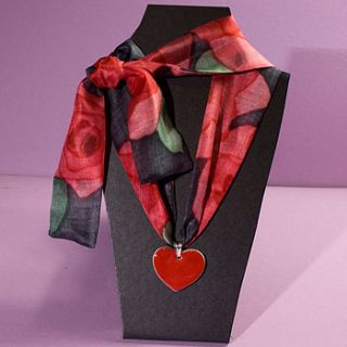 heart pendant rose scarf by joanne eddon (hand painted silk)