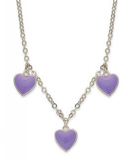 Lily Nily Childrens 18k Gold over Sterling Silver Necklace, Purple Enamel Heart Station Necklace   Necklaces   Jewelry & Watches