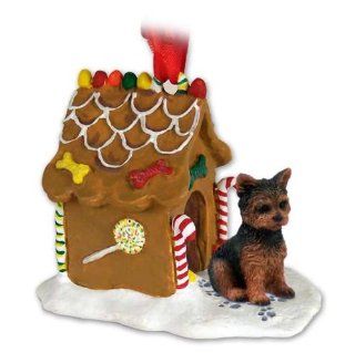 YORKSHIRE TERRIER Dog Yorkie Sporting Cut Resin GINGERBREAD HOUSE Christmas Ornament 131   Decorative Hanging Ornaments