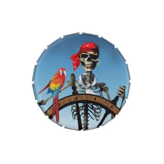 Pirate Skeleton Sailor with Macaw Halloween Jelly Belly Candy Tins