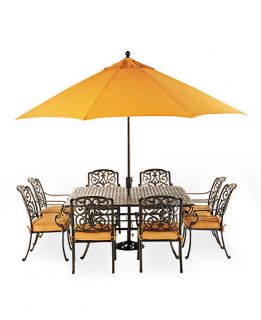 Montclair Outdoor 9 Piece Dining Set: 64 Square Dining Table and 8 Dining Chairs   Furniture