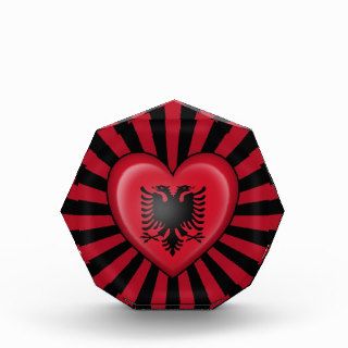 Albanian Heart Flag with Star Burst Awards