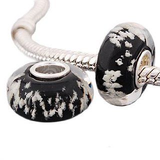 Hidden Gems (S123) Sterling Silver Single Core Glass Bead, Charm Bead will fit Pandora/Troll/Chamilia Style Charm Bracelets.: Jewelry