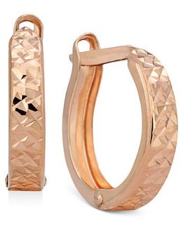 10k Rose Gold Earrings, Diamond Cut Petite Hoop Earrings   Earrings   Jewelry & Watches